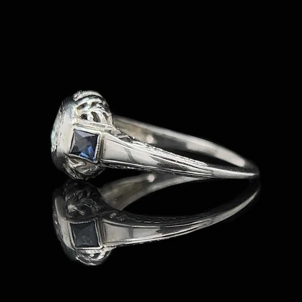 Art Deco .25ct. Diamond & Sapphire Antique Engage… - image 3