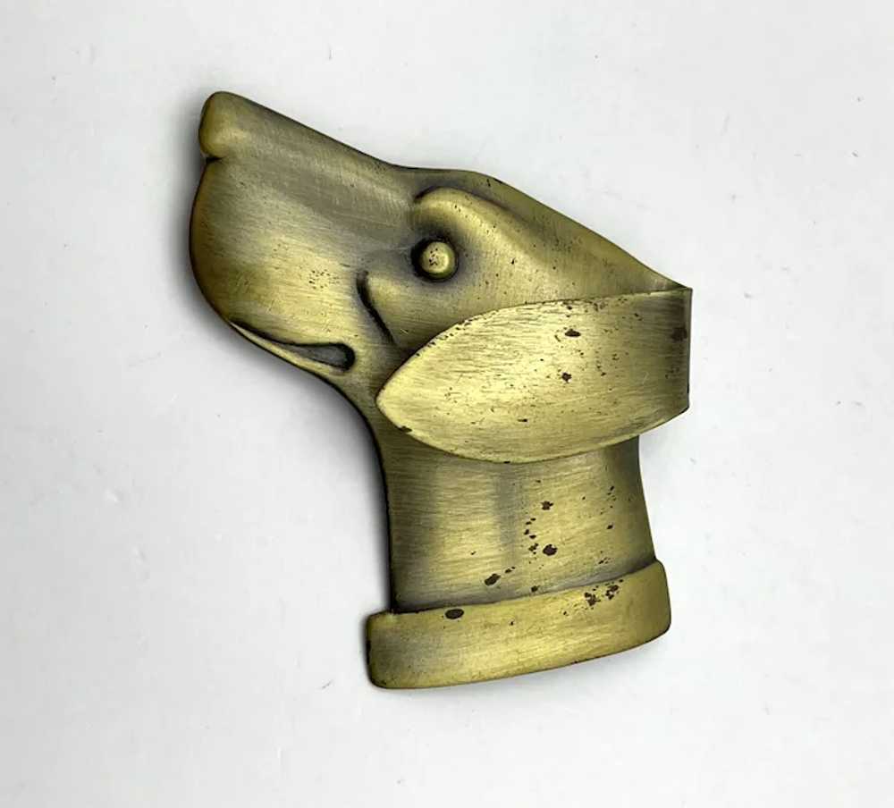 Brushed Brass Color Puppy Dog Head Brooch - image 2