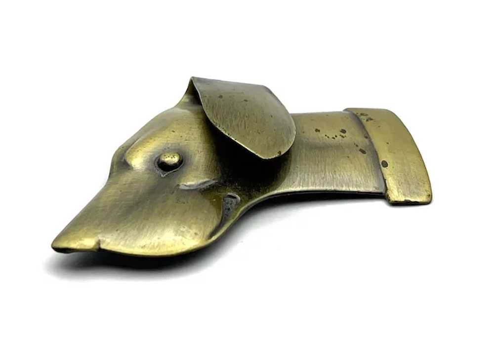 Brushed Brass Color Puppy Dog Head Brooch - image 3