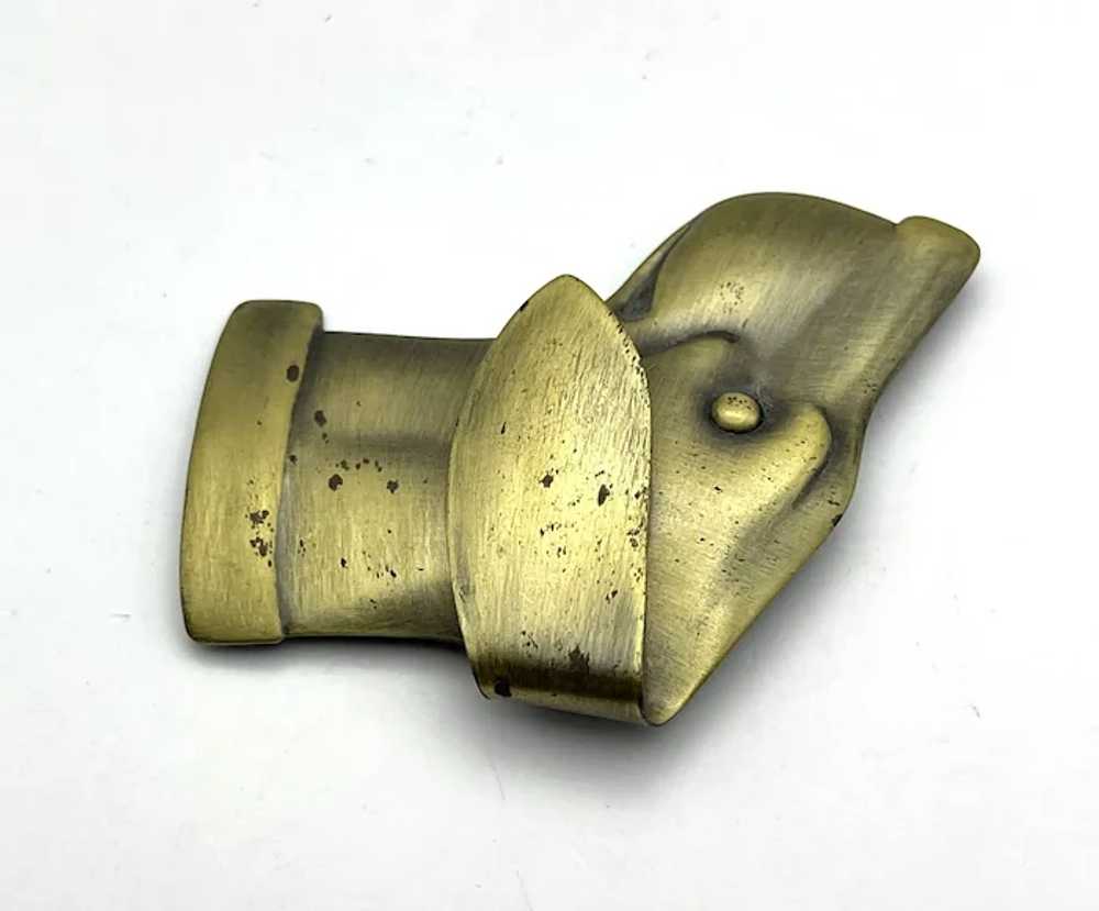 Brushed Brass Color Puppy Dog Head Brooch - image 7
