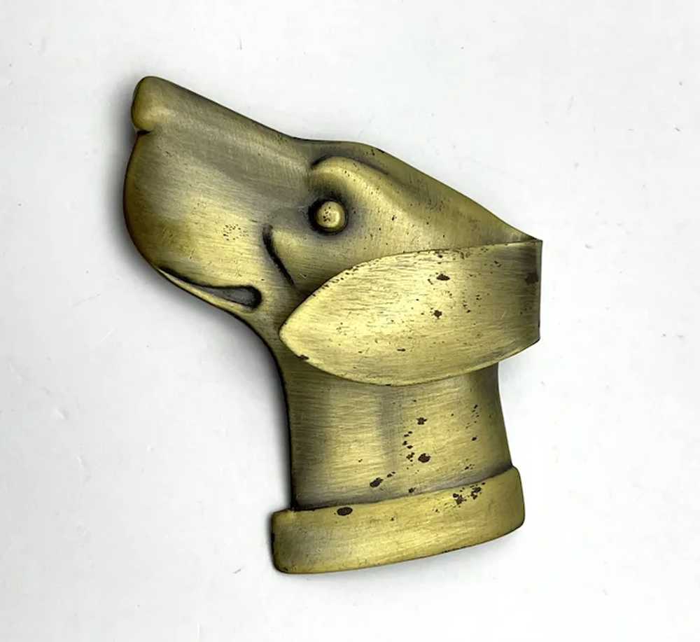 Brushed Brass Color Puppy Dog Head Brooch - image 8