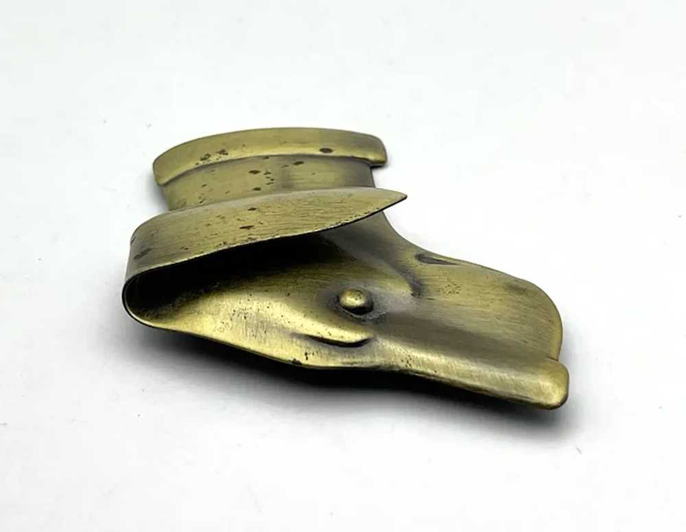 Brushed Brass Color Puppy Dog Head Brooch - image 9