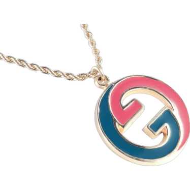 Gucci Iconic Enamel Interlocking GG Pendant Neckla