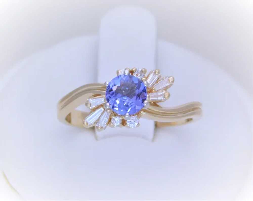 Vintage 14k Gold Natural Tanzanite and Diamond Ri… - image 2