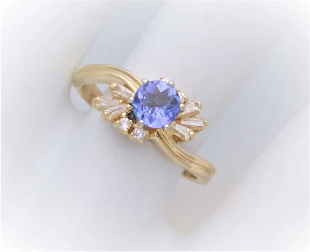 Vintage 14k Gold Natural Tanzanite and Diamond Ri… - image 5