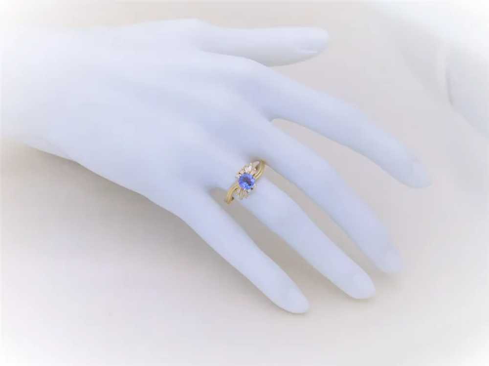 Vintage 14k Gold Natural Tanzanite and Diamond Ri… - image 7