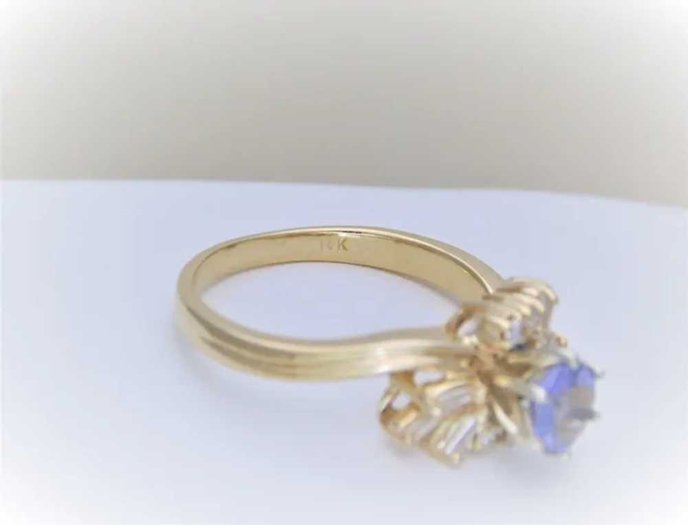 Vintage 14k Gold Natural Tanzanite and Diamond Ri… - image 8