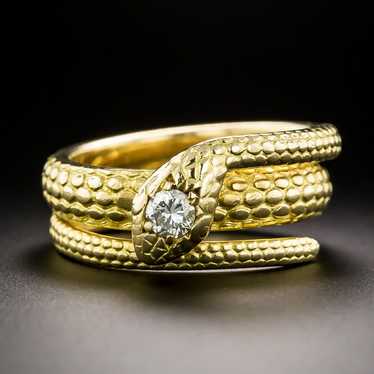 Estate 20K Gold And Diamond Snake Ring
