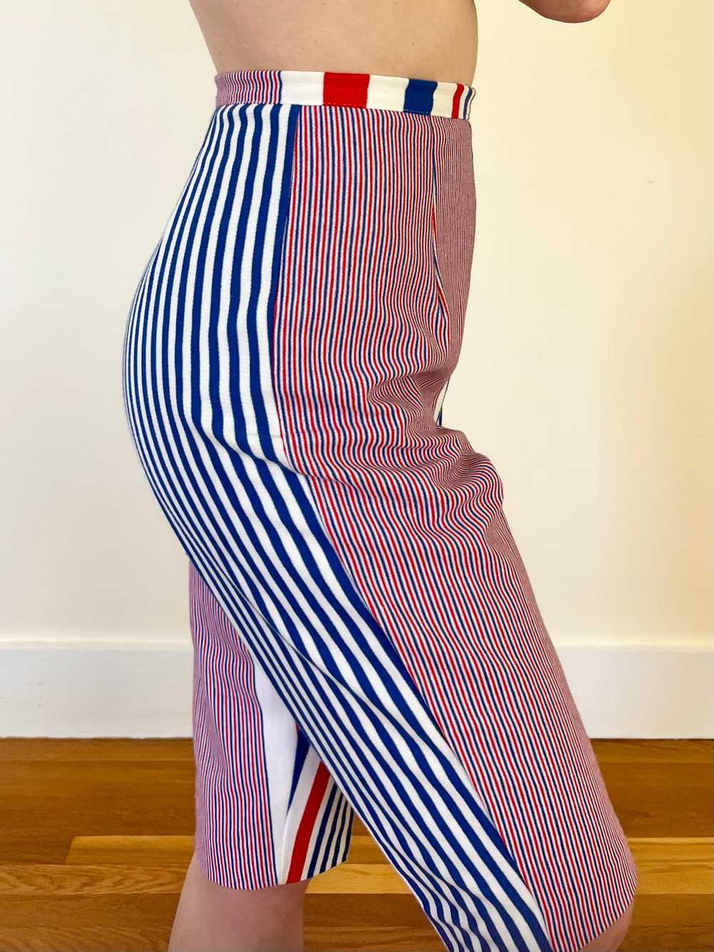 50’s Red White Blue Striped Print Clash Peddle Pu… - image 8