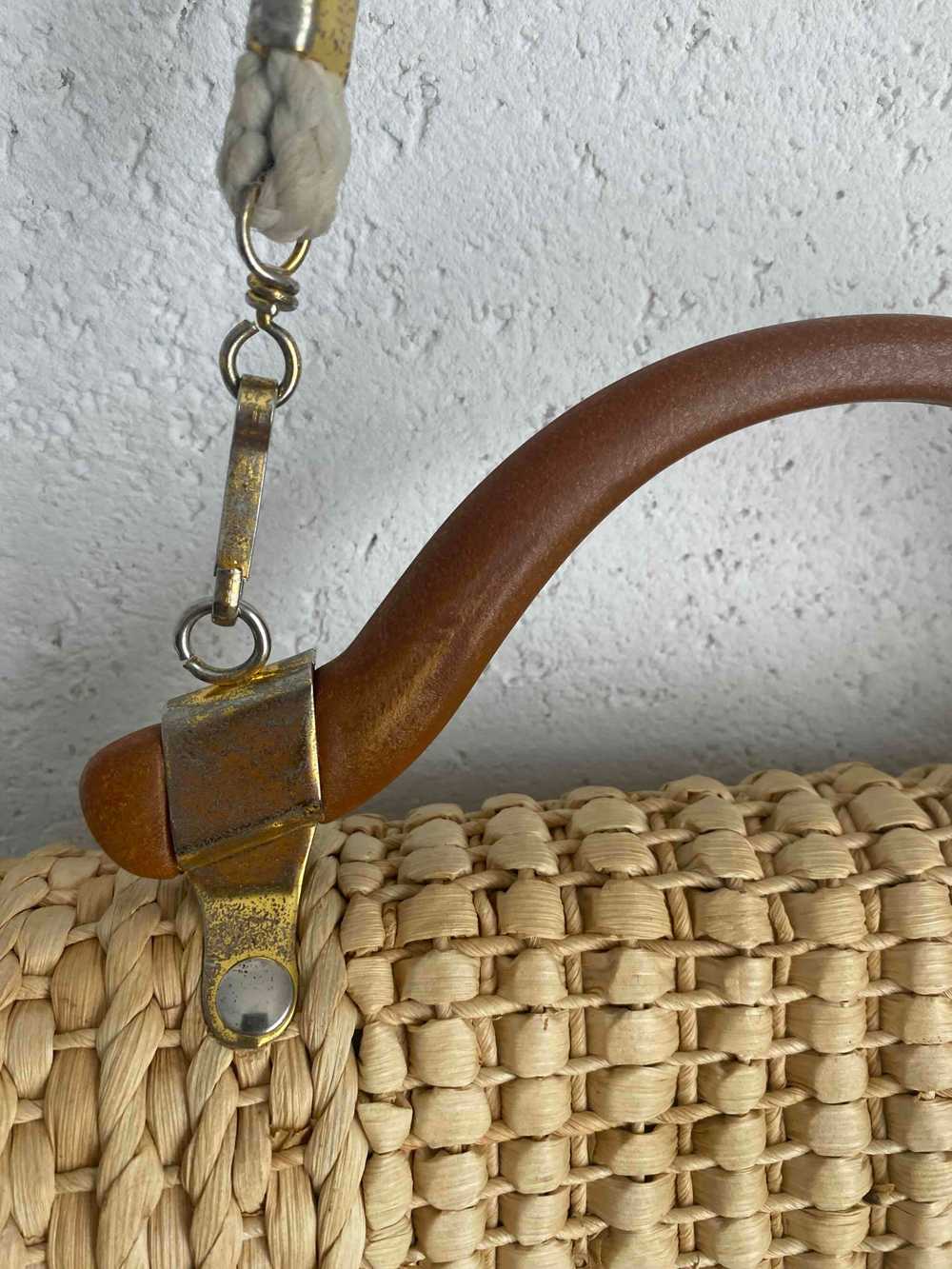 straw handbag - Handbag and shoulder strap Woven … - image 4
