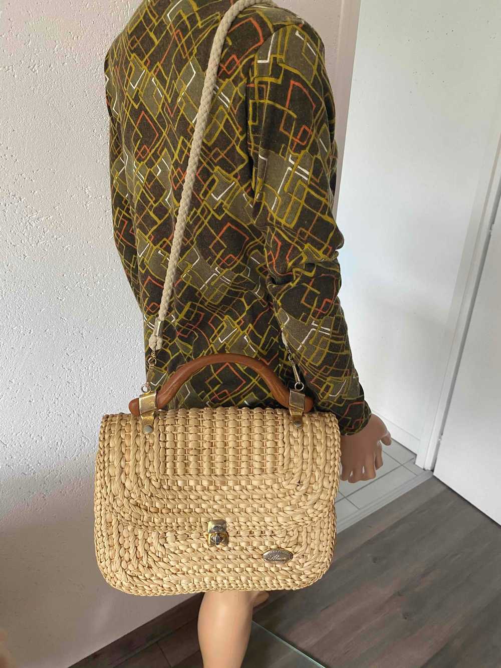 straw handbag - Handbag and shoulder strap Woven … - image 6
