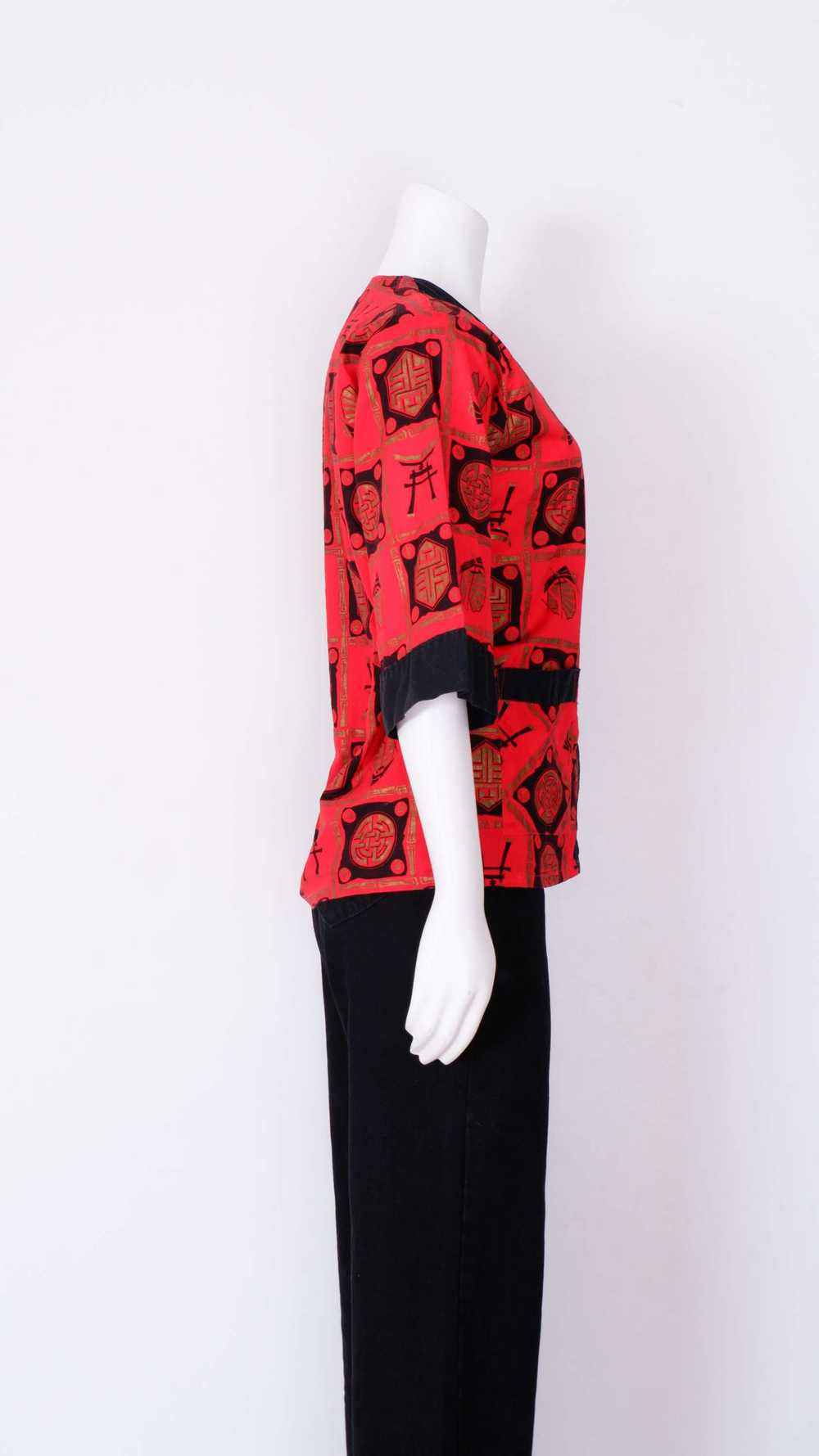 1960s Kingsway Sears Red and Black T Shirt Blouse… - image 6