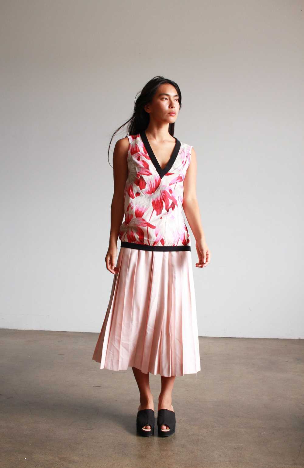 1980s Blush Pleated Midi Skirt - image 2