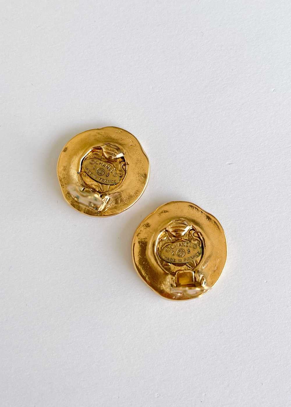 Vintage 1980s Chanel Logo Coin Earrings - image 4