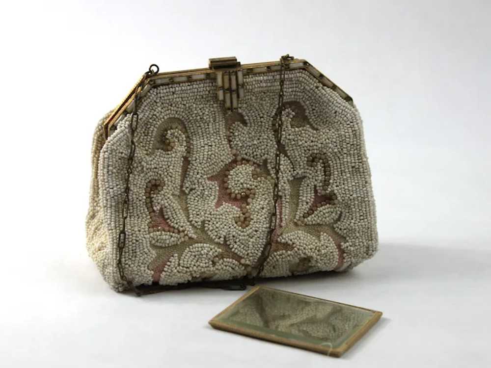 1920s Longchamps France Handbag Beaded Seed Pearl… - image 2