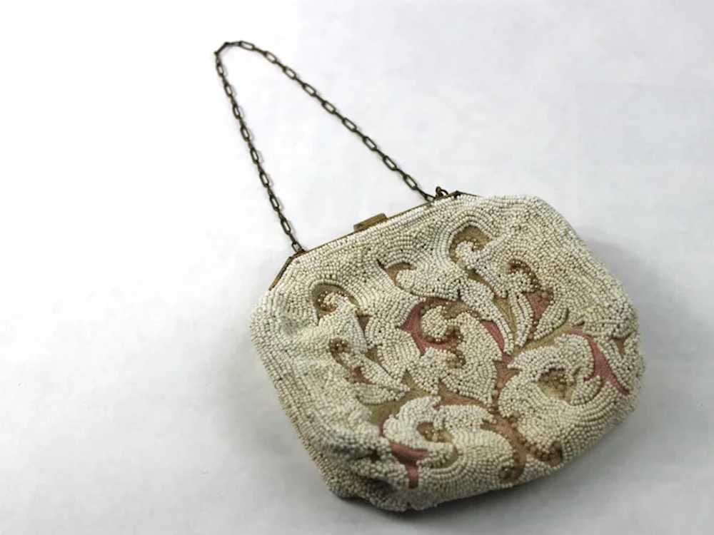 1920s Longchamps France Handbag Beaded Seed Pearl… - image 3