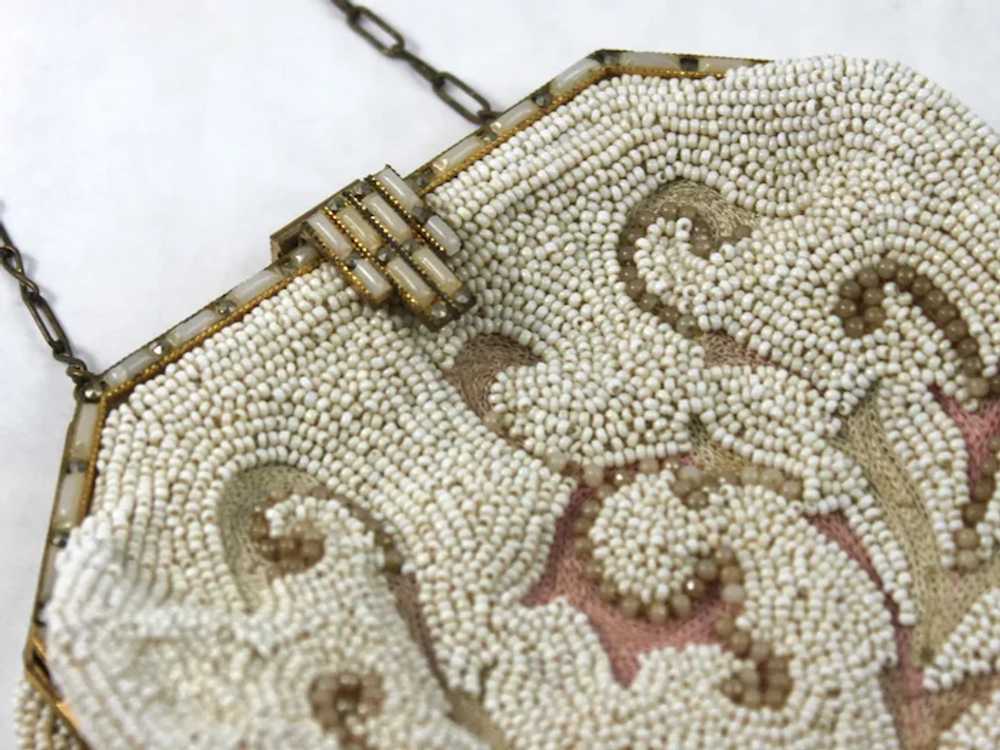 1920s Longchamps France Handbag Beaded Seed Pearl… - image 5