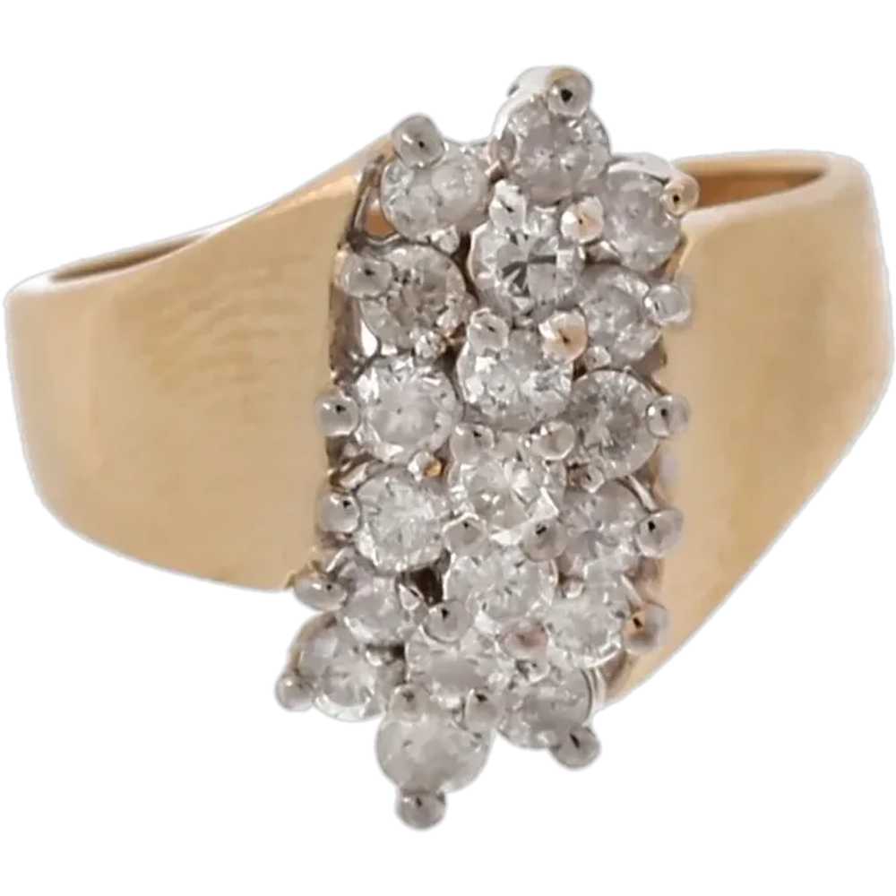 Cluster Diamond Cocktail Ring 14K Two-Tone Gold 1… - image 1