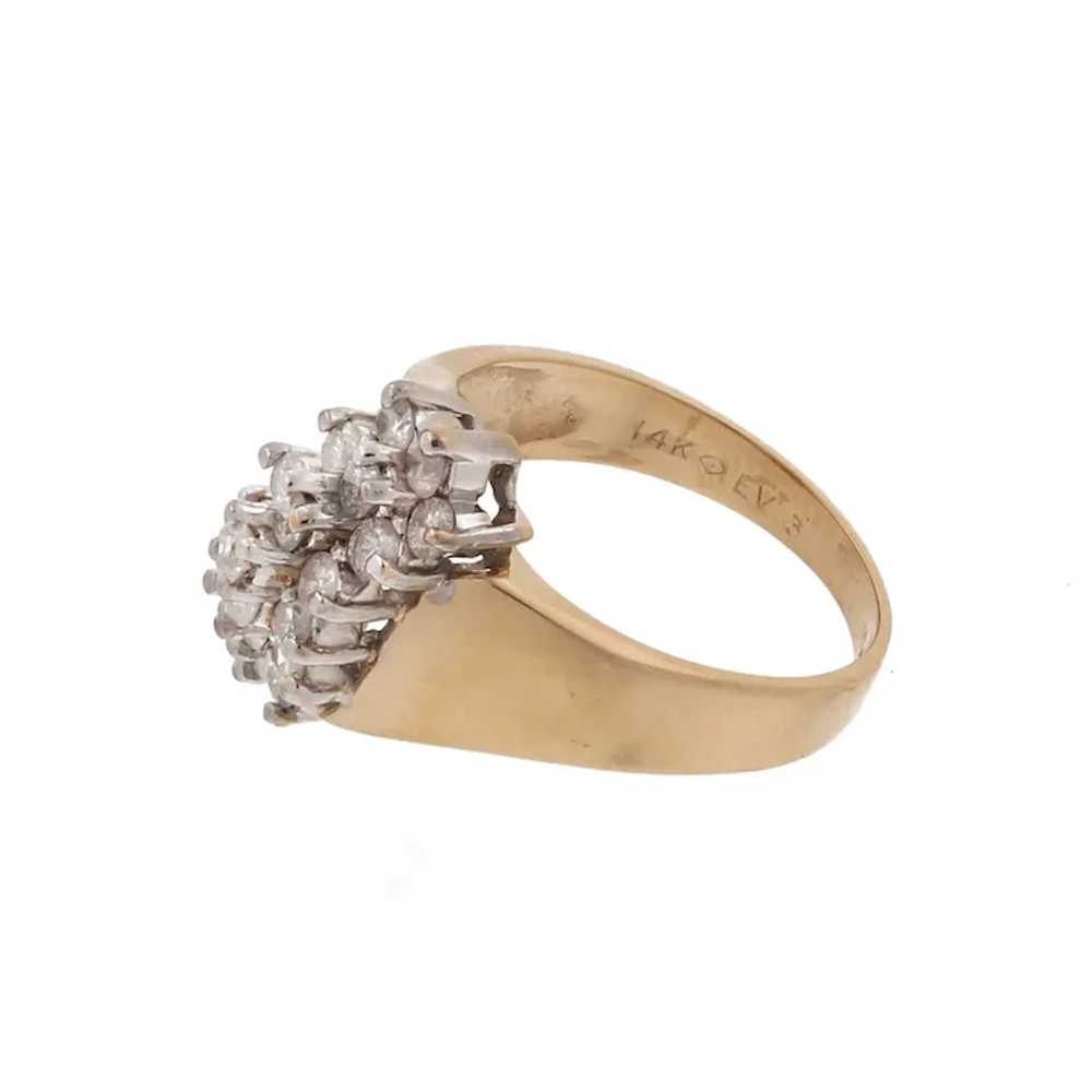 Cluster Diamond Cocktail Ring 14K Two-Tone Gold 1… - image 3