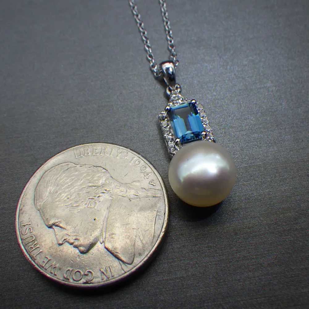 Petite Minimalist Freshwater Pearl and London Blu… - image 2