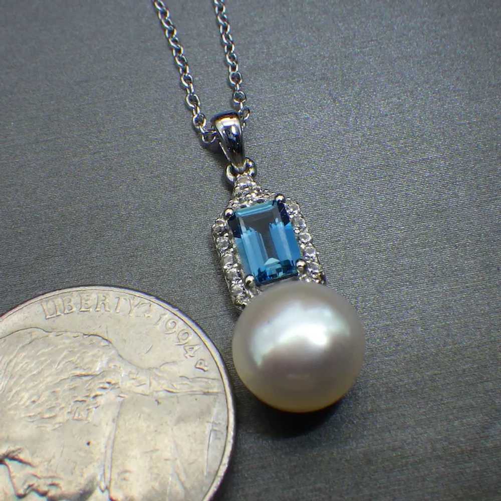Petite Minimalist Freshwater Pearl and London Blu… - image 4