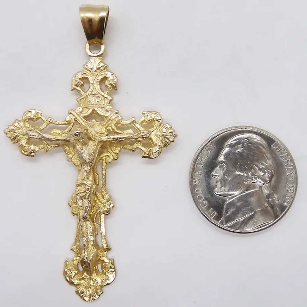 Filigree Crucifix Cross Pendant 18k Yellow Gold - image 5