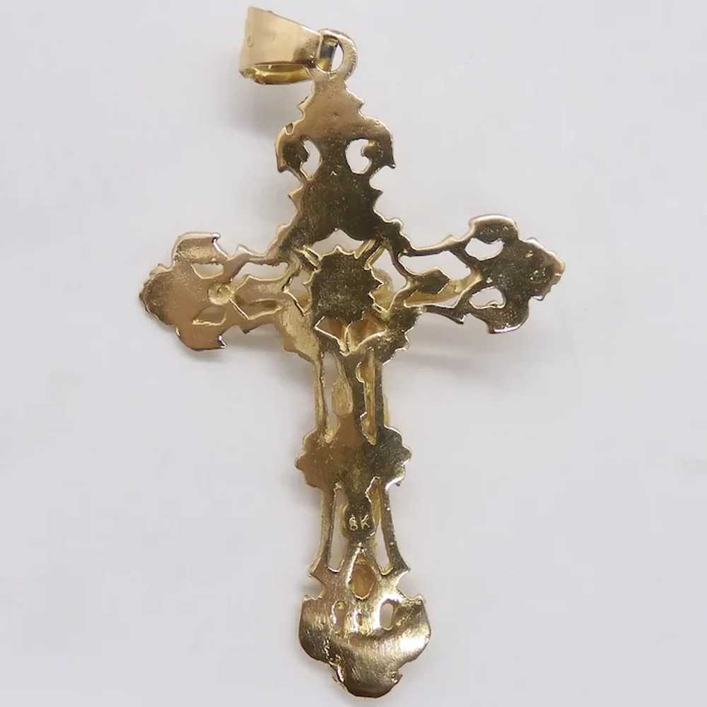 Filigree Crucifix Cross Pendant 18k Yellow Gold - image 6