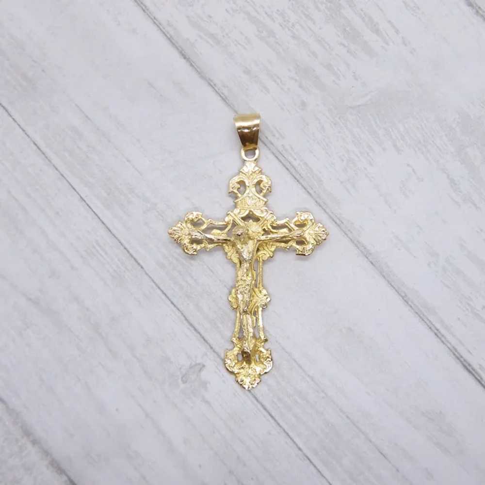 Filigree Crucifix Cross Pendant 18k Yellow Gold - image 7