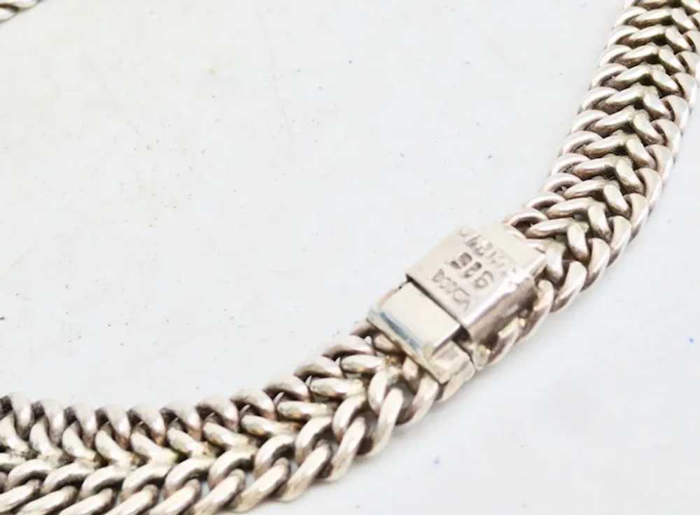 Heavy Sterling Silver Woven Link Chain Choker  ci… - image 3