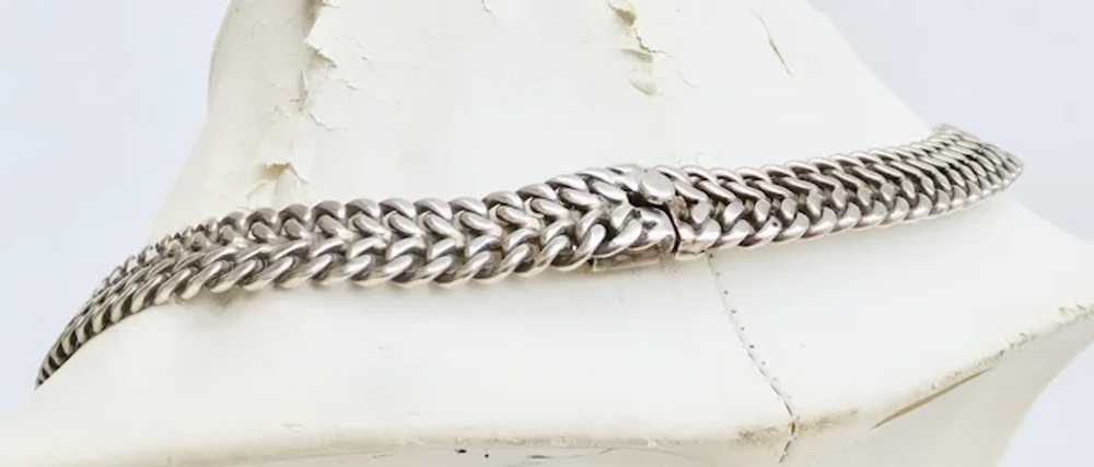 Heavy Sterling Silver Woven Link Chain Choker  ci… - image 5