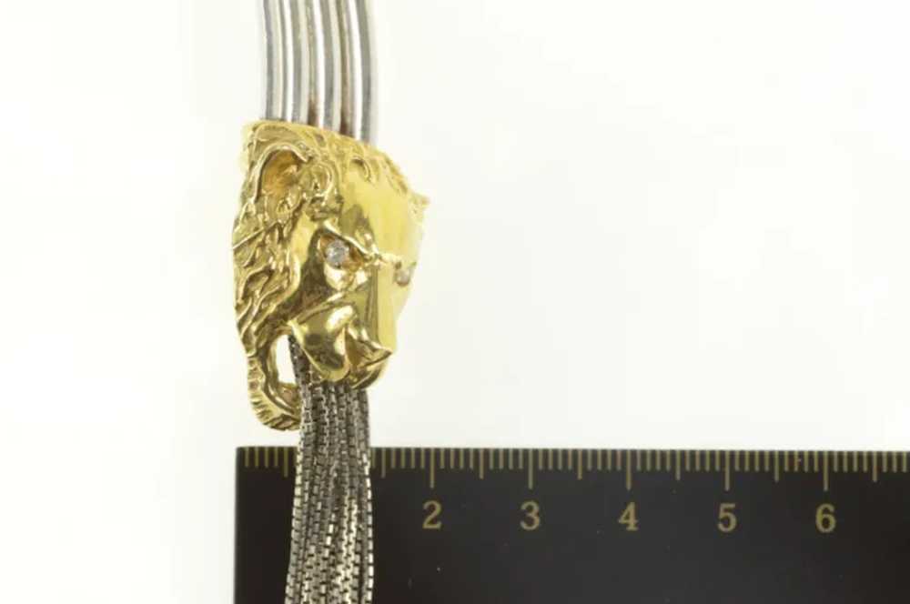 Sterling Silver Two Tone Lion Chain Fringe CZ Tas… - image 3