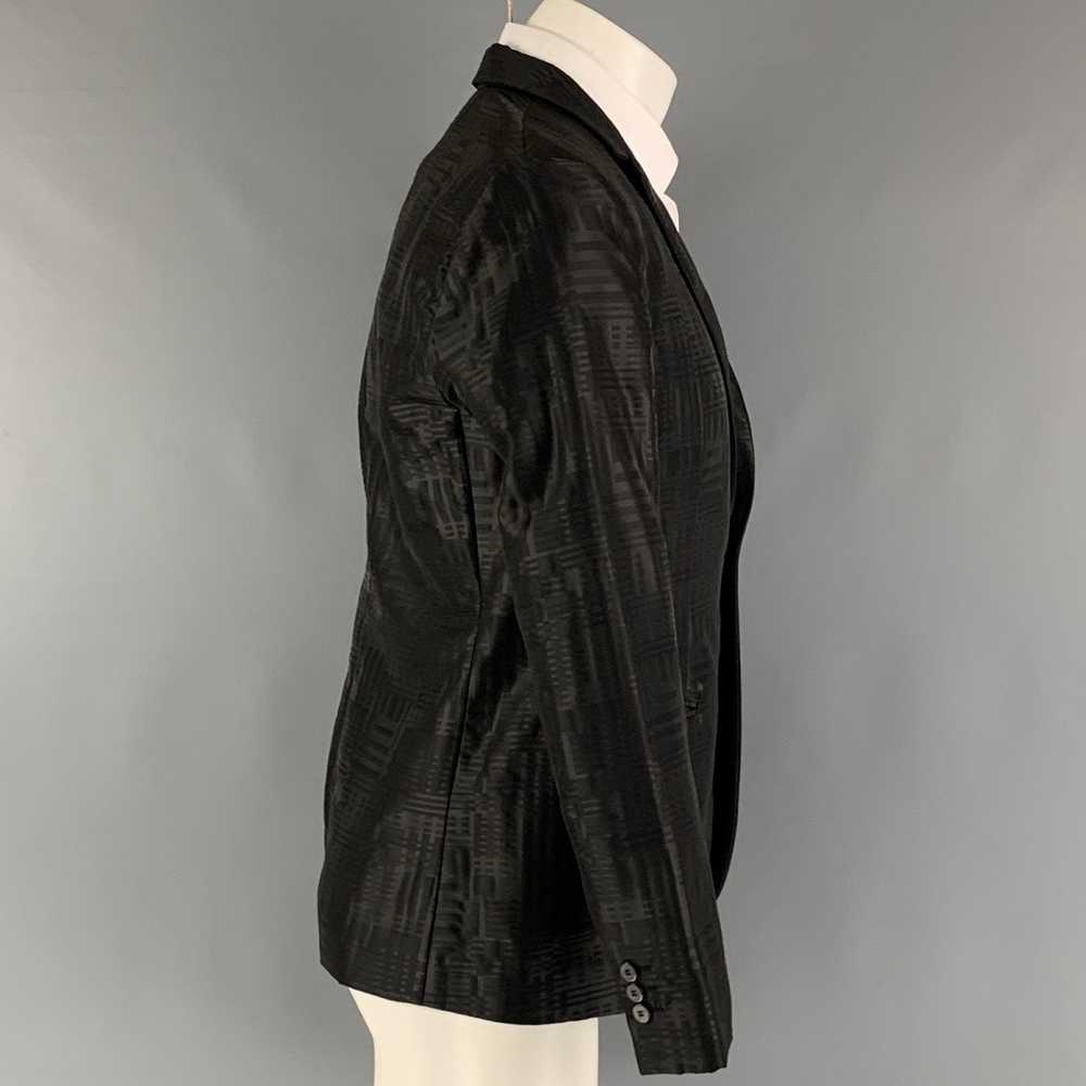 Emporio Armani Black Jacquard Wool Blend Notch La… - image 3