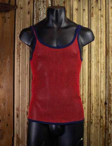 Vintage Vintage Red & Blue Mesh Tank Top 70s