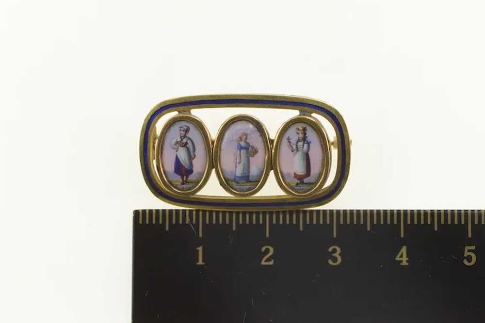 14K Swiss Ceramic Painted Ladies Enamel Pin/Brooc… - image 4