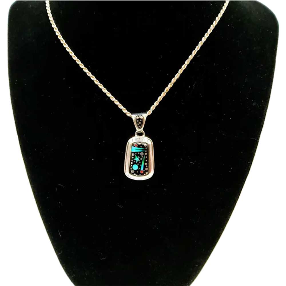 Native American Night Sky Inlaid Sterling Pendant - image 2