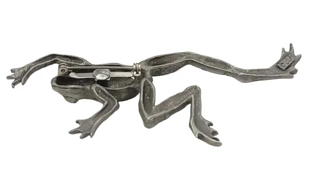 JJ Jonette Jewelry Silver Tone Frog Brooch Pin, S… - image 5