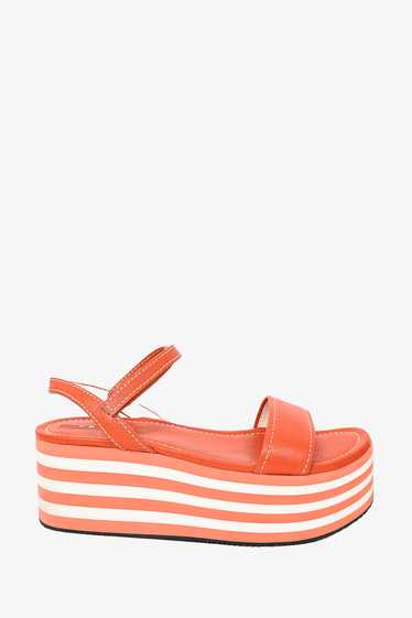 Prada Sport Orange/White Striped Platform Sandals 