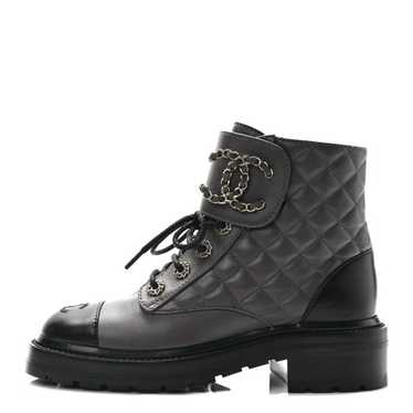 Chanel Brave Leather Quilted Combat Boots Patent Black, NIB: US 6.5 | EU  36.5