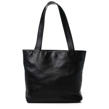 CHANEL Calfskin Embossed CC Shoulder Bag Black