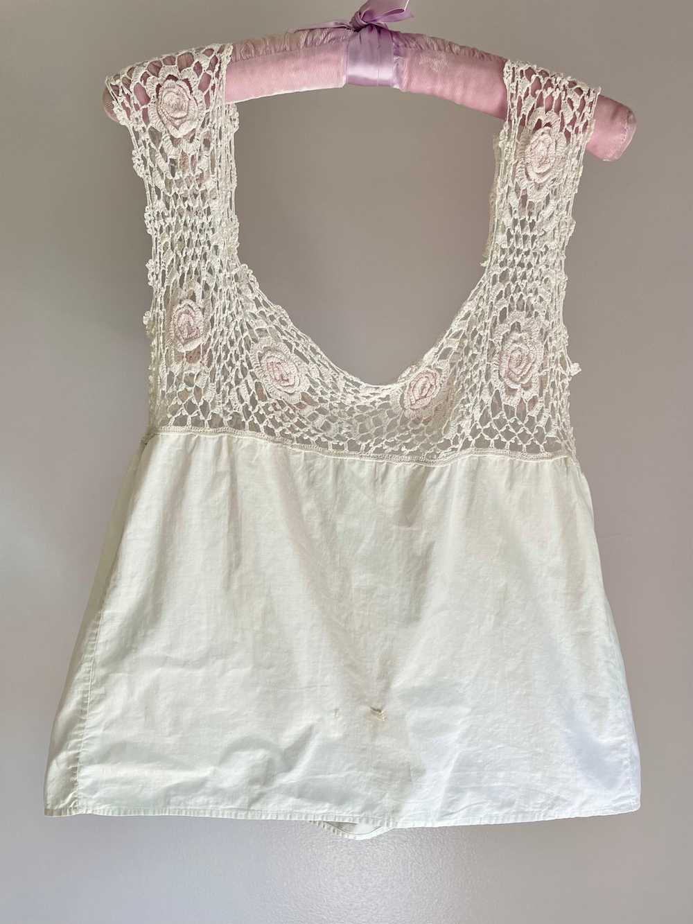 1910s Rose Floral Crochet White Cotton Top Corset… - image 12