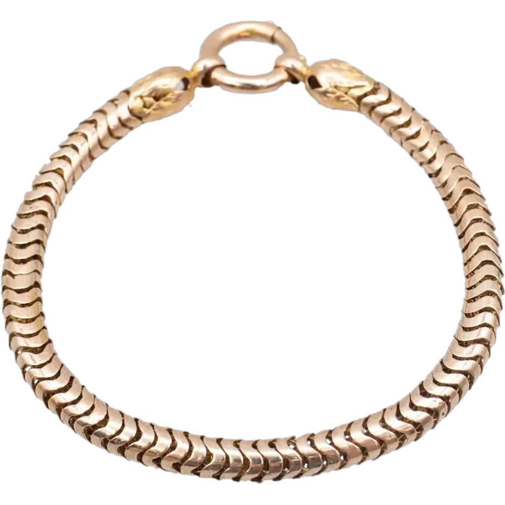 Vintage 14-Karat Gold Snake Chain Bracelet - image 1