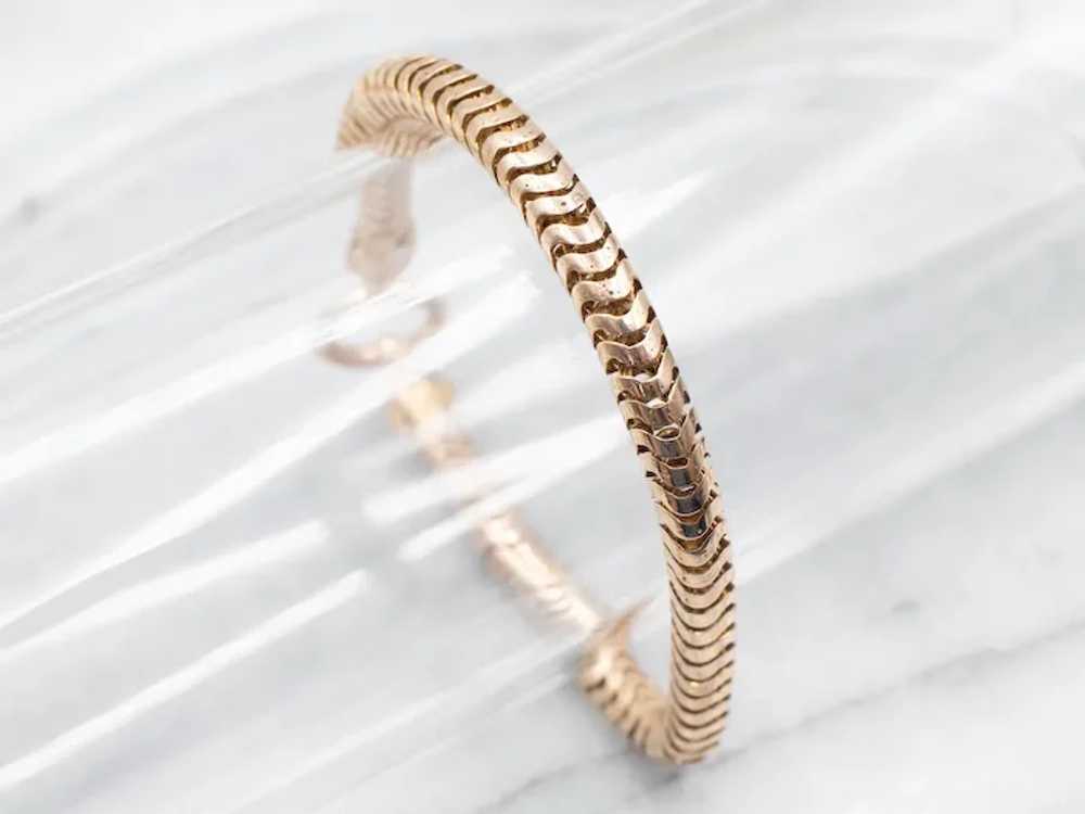 Vintage 14-Karat Gold Snake Chain Bracelet - image 5