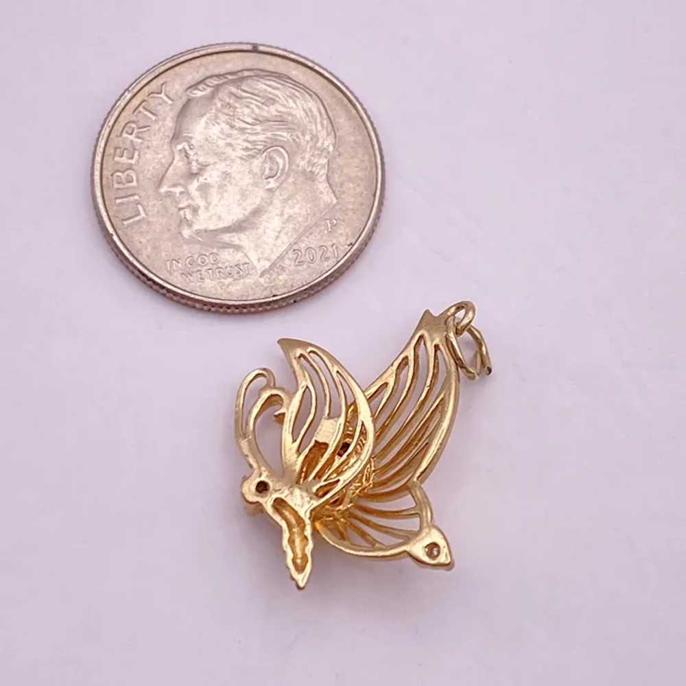 Butterfly Charm 14K Gold and Diamond .09 Carat TW - image 2