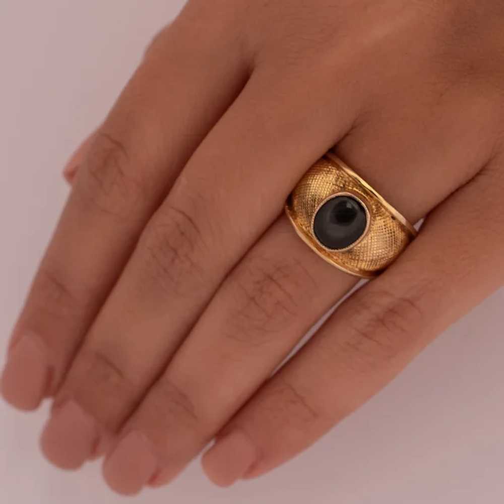 14K Yellow Gold Oval Cabochon cut Sapphire Ring R… - image 7