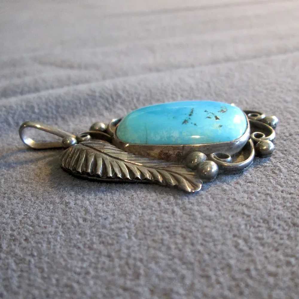 Southwestern Silver & Turquoise Pendant with Trad… - image 3