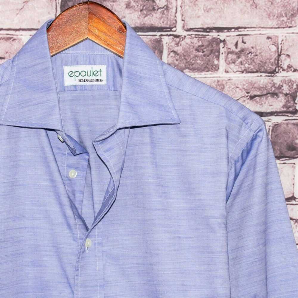 Epaulet Epaulet Men's Button up Shirt Blue Cotton… - image 2