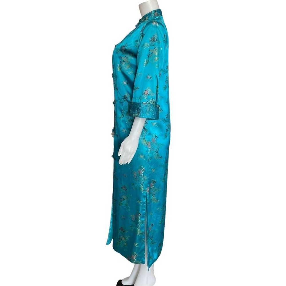 Vintage 50’s Vintage Couture Turquoise Satin Silk… - image 8