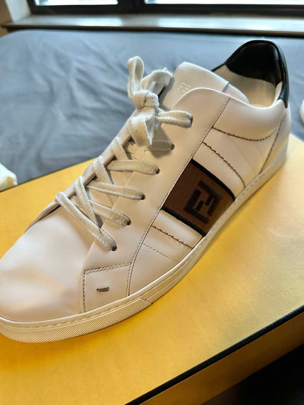 Fendi Fendi White Leather Low Top Sneakers UK Size 10… - Gem