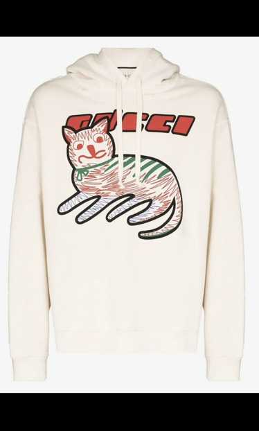 Gucci Gucci Cat Logo Print Hoodie