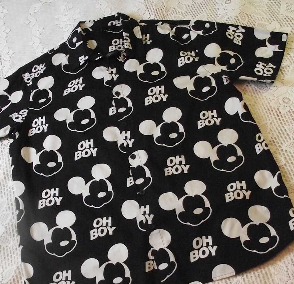 Disney Neff Mens Shirt Black White Oh Boy Mickey … - image 1